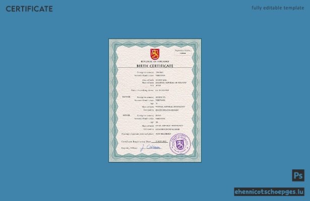 Finnland Geburtsurkunde (PSD-Beispiel)